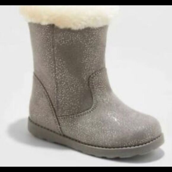 🛍Cat & Jack Girl Karley faux fur glitter Boots sizes various - Picture 2 of 8